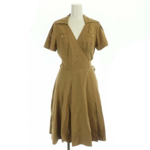 ラップワンピース 膝丈 半袖 4 キャメル