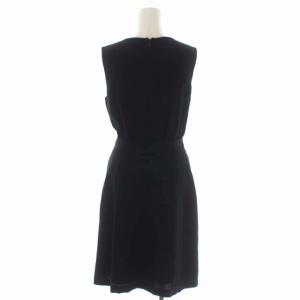 Grace Class バイカラー切替ワンピース ひざ丈 ノースリーブ 36 黒 ブラック オフホワイト