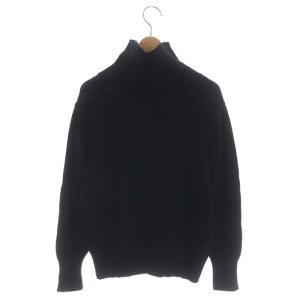 MHL. ROUGH WOOL HEMP ニット セーター タートルネック 長袖 ウール リネン混 1 黒 ブラック