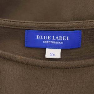 BLUE LABEL CRESTBRIDGE 22SS コンパクトクリアポンチワンピース 切替 チェック ロング 長袖 36 カーキブラウン マルチカラー