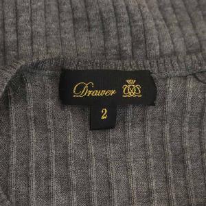 Drawer 18G リブクルーネックニット セーター 薄手 長袖 カシミヤ シルク混 2 グレー