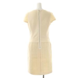 Harrods ワンピース ひざ丈 切替 半袖 2 アイボリー クリーム