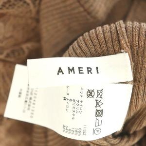Ameri VINTAGE ワンピース ロング ミモレ丈 ノースリーブ ニット 切替 レース S 茶 ブラウン