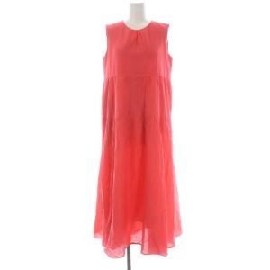 ANAYI 23SS コットンシルクローンティアード ワンピース ロング マキシ丈 ノースリーブ 36 ピンク