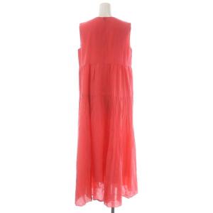 ANAYI 23SS コットンシルクローンティアード ワンピース ロング マキシ丈 ノースリーブ 36 ピンク