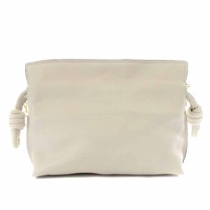 LOEWE フラメンコ クラッチ ナノ ショルダーバッグ ポシェット レザー チェーン ホワイト