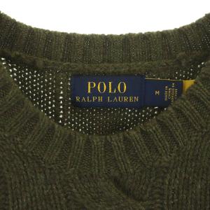POLO RALPH LAUREN ウール カシミヤ混 ニット セーター 長袖 M カーキ