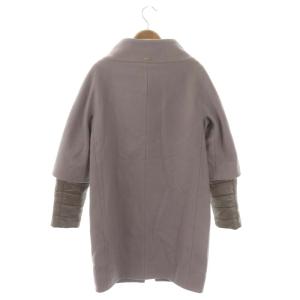 HERNO ウール 切替 コート 中綿 ロング アウター ジップアップ 38 ラベンダー