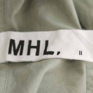 MHL. 23SS COTTON RAMIE POPLIN シャツ 七分袖 ノーカラー 2 ライトカーキ