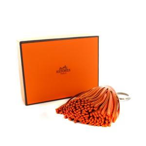 HERMES カルメン タッセル キーホルダー レザー オレンジ OH