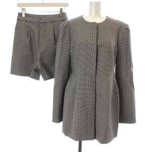 21AW セットアップ上下 ミドル丈ペプラムジャケット バリエーションショートパンツ ストレッチ 38 M グレー