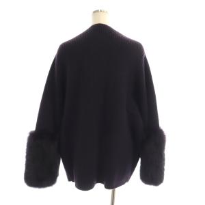 Drawer FALL1 7G畔編みフォックスファー カーディガン カシミヤ混 パープル
