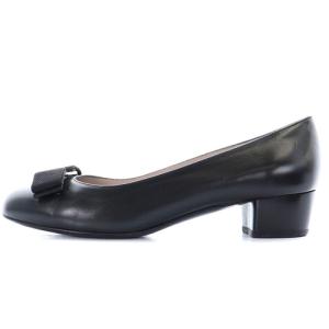 Salvatore Ferragamo パンプス ヴァラ チャンキーヒール レザー 5.5 23cm 黒 ブラック