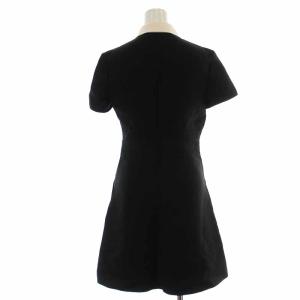 VALENTINO ジップディテール ショートスリーブドレス フレアワンピース ひざ丈 半袖 36 ブラック