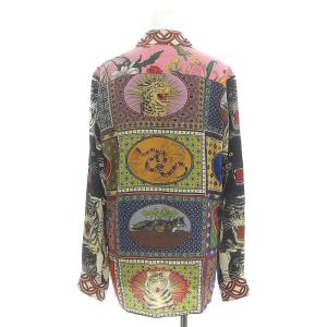 GUCCI シルク タイガー ブラウス シャツ レッド マルチカラー