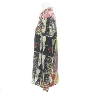 GUCCI シルク タイガー ブラウス シャツ レッド マルチカラー