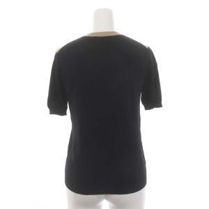 PRADA フラワーデザインニット カットソー 半袖 紺 ネイビー マルチカラー