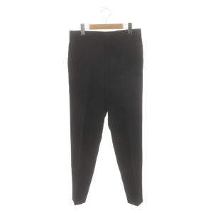 ハイカウントギャバセンタープレステーパードパンツ ノータック 裾スリット 38 黒 ブラック