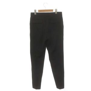 ebure ハイカウントギャバセンタープレステーパードパンツ ノータック 裾スリット 38 黒 ブラック