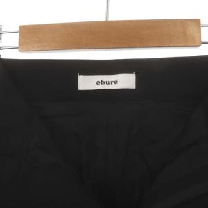 ebure ハイカウントギャバセンタープレステーパードパンツ ノータック 裾スリット 38 黒 ブラック