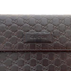 GUCCI マイクログッチシマ 長財布 レザー 茶 ブラウン 449364 OH