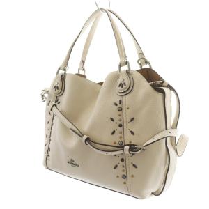 COACH イーディー ウィズプレーリーリベット ハンドバッグ ショルダーバッグ 2WAY レザー スタッズ ロゴ アイボリー 25008