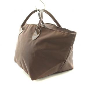 Hervé Chapelier レザーハンドル舟型トートM コーデュラ ハンドバッグ ナイロン レザー 茶 ブラウン 1407C