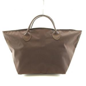 Hervé Chapelier レザーハンドル舟型トートM コーデュラ ハンドバッグ ナイロン レザー 茶 ブラウン 1407C