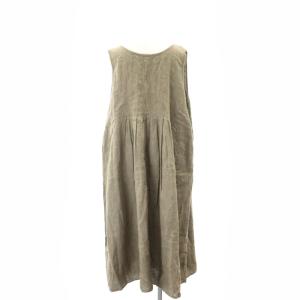 nest Robe リネン2WAYタックワンピース フレア プリーツ ノースリーブ マキシロング 麻 F グレージュ 01183-1115