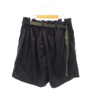 kolor 21SS ナイロンタイプライターショートパンツ ハーフパンツ タック デザインベルト 2 紺 ネイビー