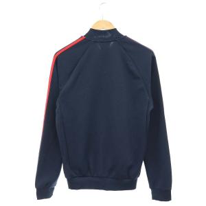 adidas Originals トラックジャケット ロゴ刺繍 トレフォイル ジャージ 長袖 フルジップ M 濃紺 赤 レッド
