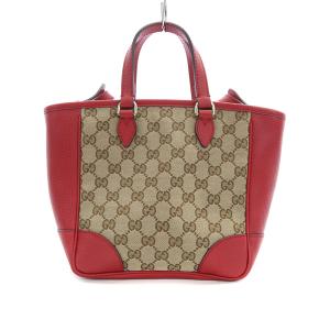 GUCCI ハンドバッグ 2WAY GGキャンバス レザー ベージュ レッド 449241