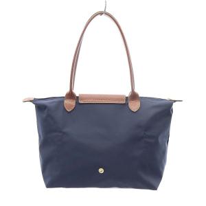 Longchamp ルプリアージュ ナイロン レザー トートバッグ ハンドバッグ 折りたたみ 紺 ネイビー 茶色 ブラウン