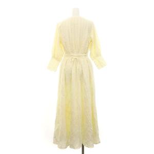 Ameri VINTAGE MEDI CRUMPLE COTTON LACE DRESS ワンピース ロング 七分袖 刺繍 オフホワイト