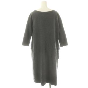 45rpm クルーネックワンピース 膝丈 八分袖 チャコールグレー