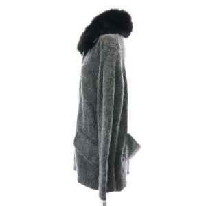 PRADA ウール モヘヤ フォックスファー付き ニットジャケット 38 グレー