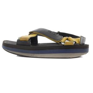 PRADA LINEA ROSSA ベルクロ スポーツサンダル ストラップ ロゴ 5.5 26.5cm 紺 ネイビー 黒 ブラック /SR1
