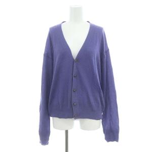 カシミヤシルクカーディガン ニット 長袖 38 青 ブルー /HK OS
