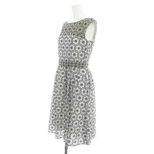 TOCCA 洗える! LITTLE ANGEL ドレス ワンピース 膝丈 刺繍 ノースリーブ 0 白 黒 グレージュ