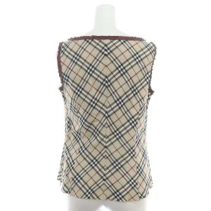 BURBERRY BLUE LABEL ノバチェック ノースリーブカットソー Tシャツ フリル 38 M ベージュ