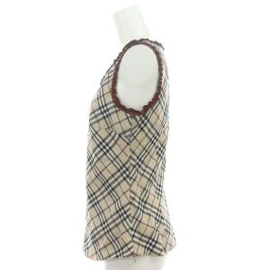 BURBERRY BLUE LABEL ノバチェック ノースリーブカットソー Tシャツ フリル 38 M ベージュ