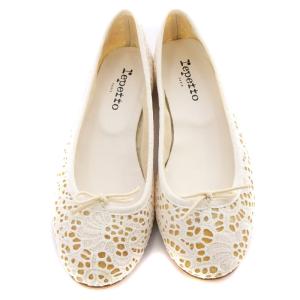 Repetto バレエシューズ パンプス フラット リボンモチーフ レース 37 23.3cm 白 ホワイト /SR3