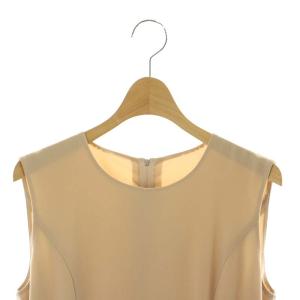 FOXEY NEW YORK 32868ノースリーブワンピース プリーツ ロング 40 ベージュ /HK OS