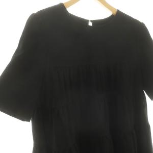 Aveniretoile 23SS ギャザー切替フレアカットソー 半袖 プルオーバー 36 XXS 黒 ブラック /YQ OS