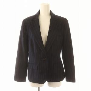 RALPH LAUREN セットアップ 上下 2点セット ストライプ シングルジャケット テーラード 総裏地 ひざ丈 フレアスカート 8 6 濃紺 ダークネイビー