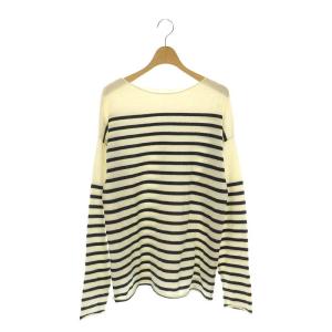 カシミヤボーダープルオーバー ニット セーター 長袖 オフホワイト ブラック 黒 /HK OS SH