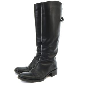 SARTORE クロスストラップ バックジップ ジョガーブーツ ロング 37 23.5cm 黒 ブラック