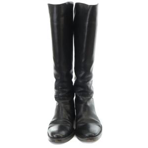 SARTORE クロスストラップ バックジップ ジョガーブーツ ロング 37 23.5cm 黒 ブラック