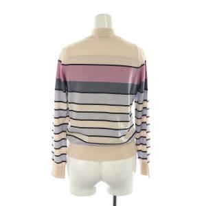 ANAYI メリノウールボーダー カーディガン ノースリーブプルオーバー アンサンブル 長袖 36 S ピンク マルチカラー