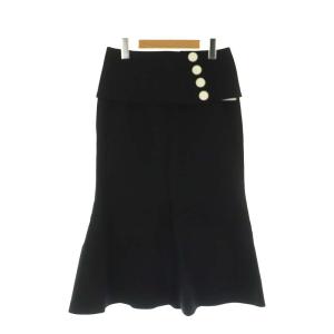 18AWスーパー120ミルドベルト付きマーメイドスカート ロング丈 マキシ丈 ウール 38 M 黒 ブラック